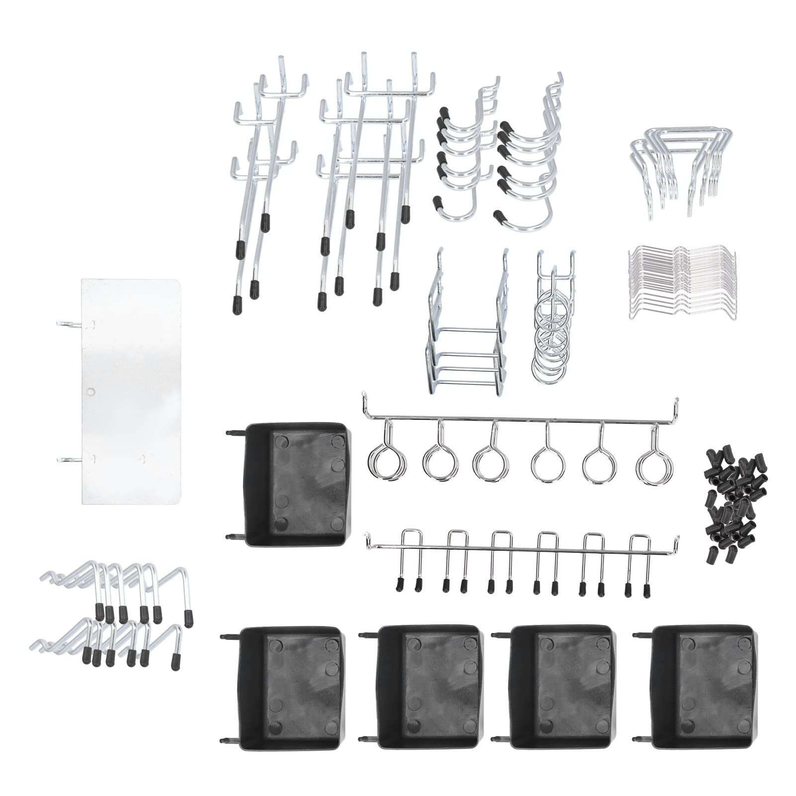 Peg Lock Bin, Various Sizes Alloy Silver 140Pcs Pegboard Hook Universal for Kitchen for Garage