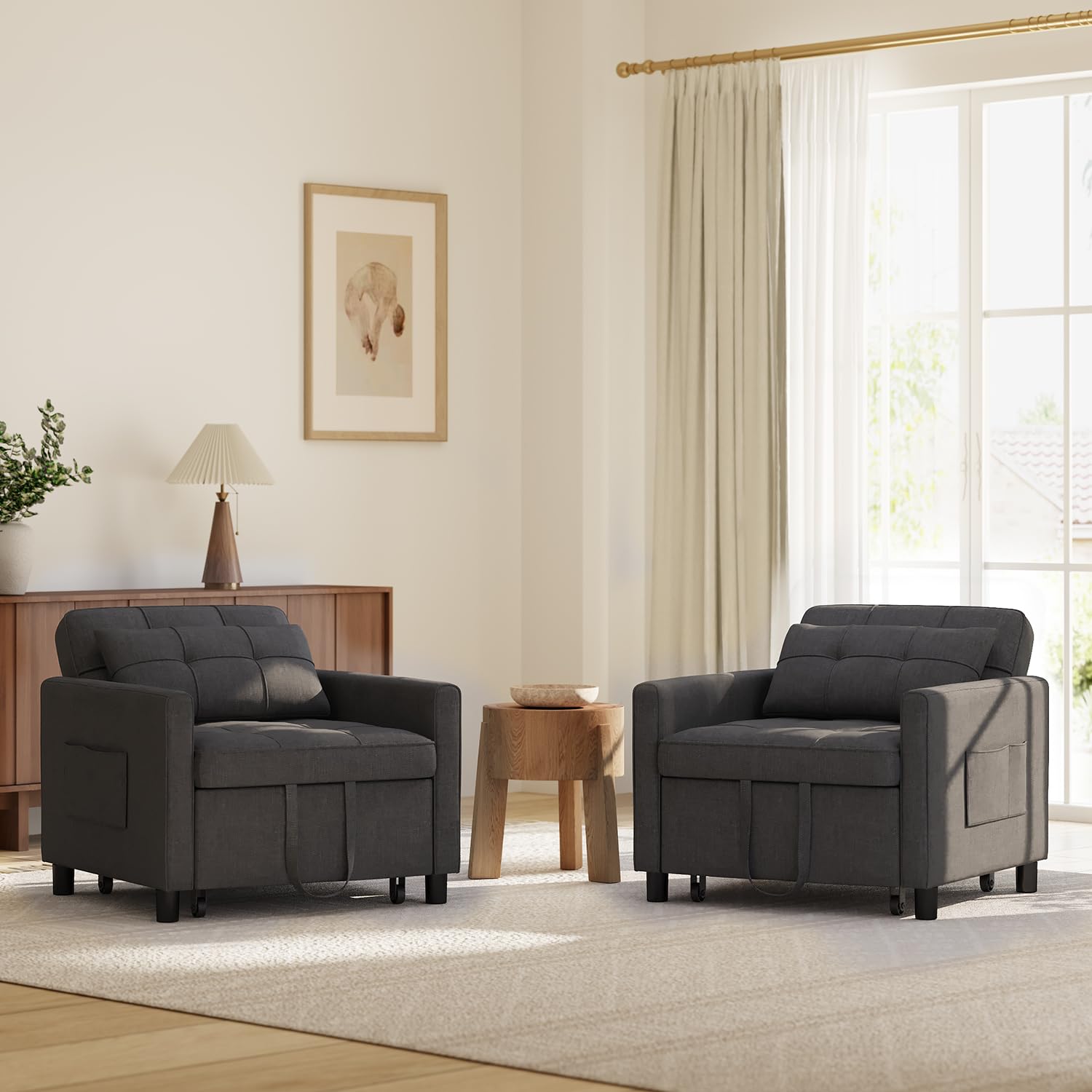 Xbro Poltrona Letto Singolo 3 in 1, Schienale Regolabile, Divano Relax Salvaspazio con Borsa Integrata per Appartamento/Camera da Letto