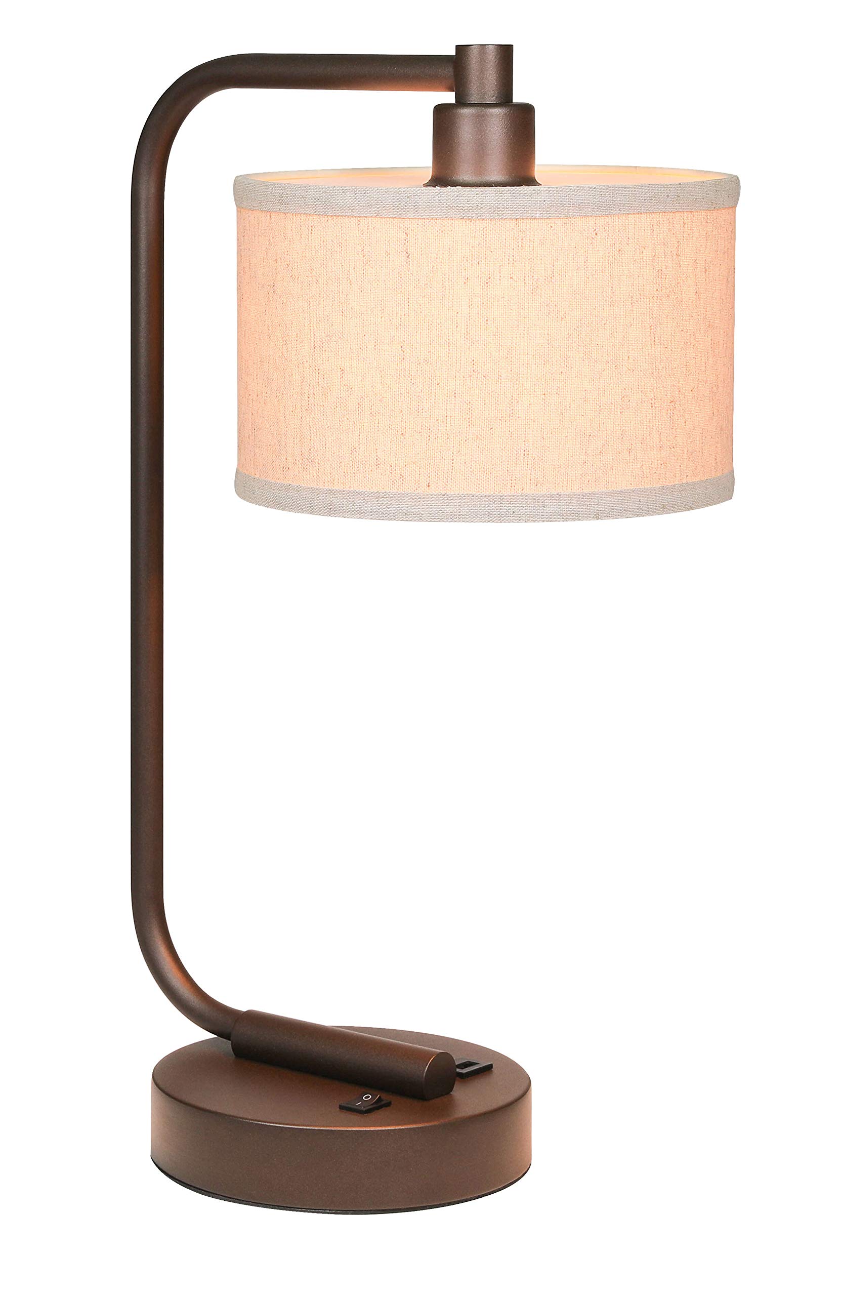 Lámpara de mesa para dormitorio con puerto USB, moderna lámpara de noche con pantalla de tela de lino, luz de mesita de noche para sala de estar, oficina de lectura, acabado de bronce 7