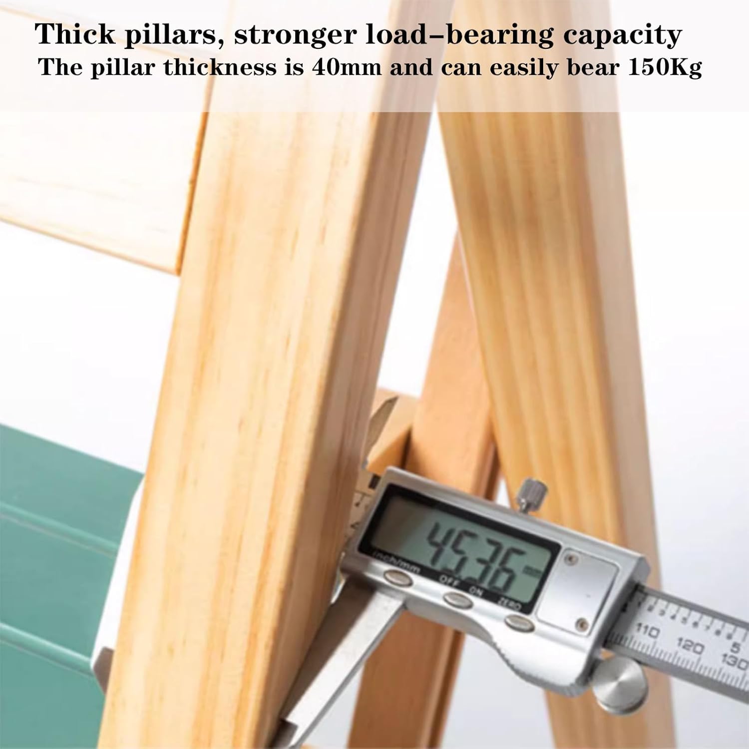 Solid Wood Ladder Stool Counter Height High Stool, Portable Folding Stool, Kitchen Outdoor Step Stool, Solid Wood Folding Stool, Folding Bar Stool Three Step Ladder Stool, Folding Bar Stool Wooden C