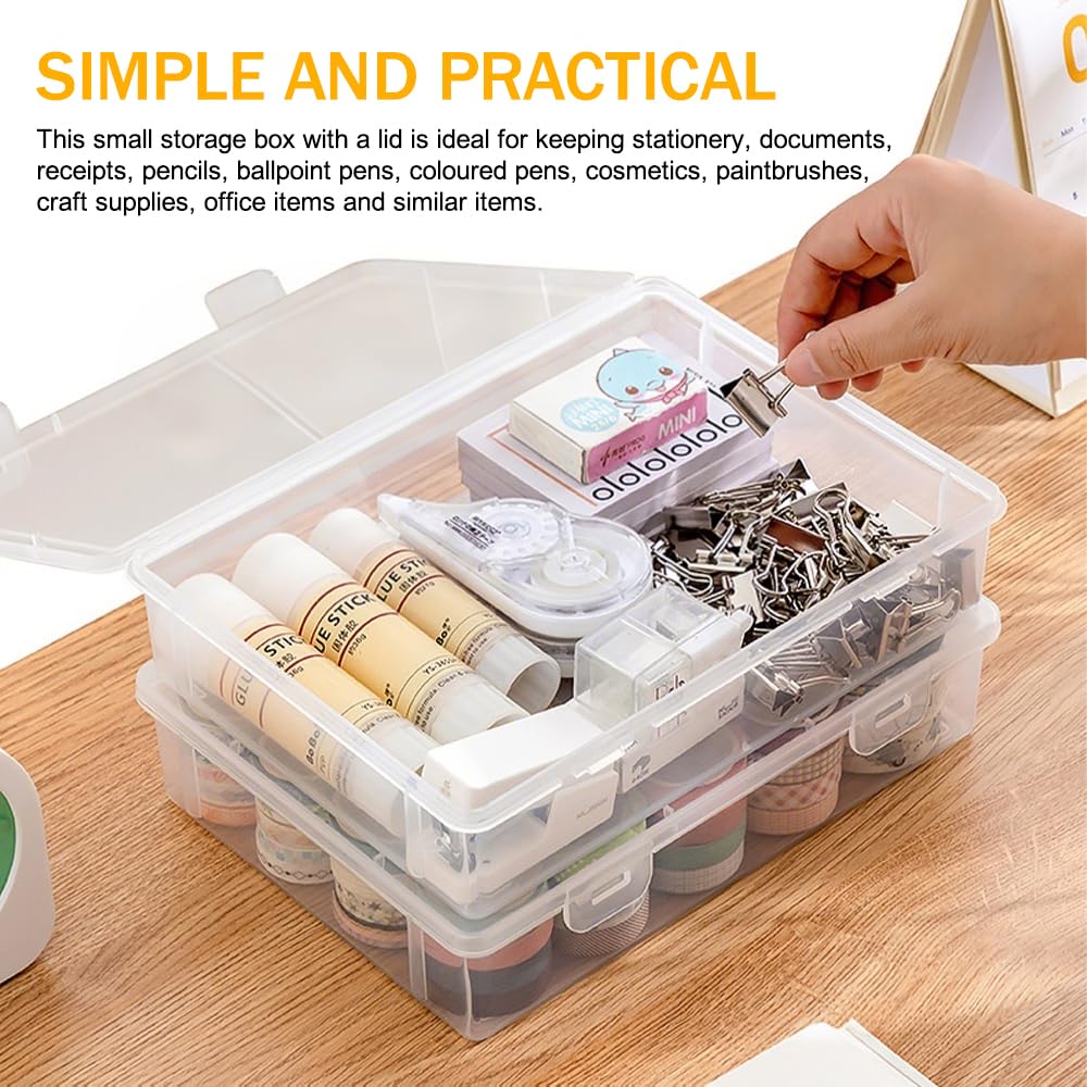 4 Pezzi Scatole Documenti Plastica Impilabili Scatola Dcumenti Portaoggetti Portatile Scatola File Trasparente con Scatto Scatole Documenti Plastica Portaoggetti per Lettere,Puzzle,Certificati