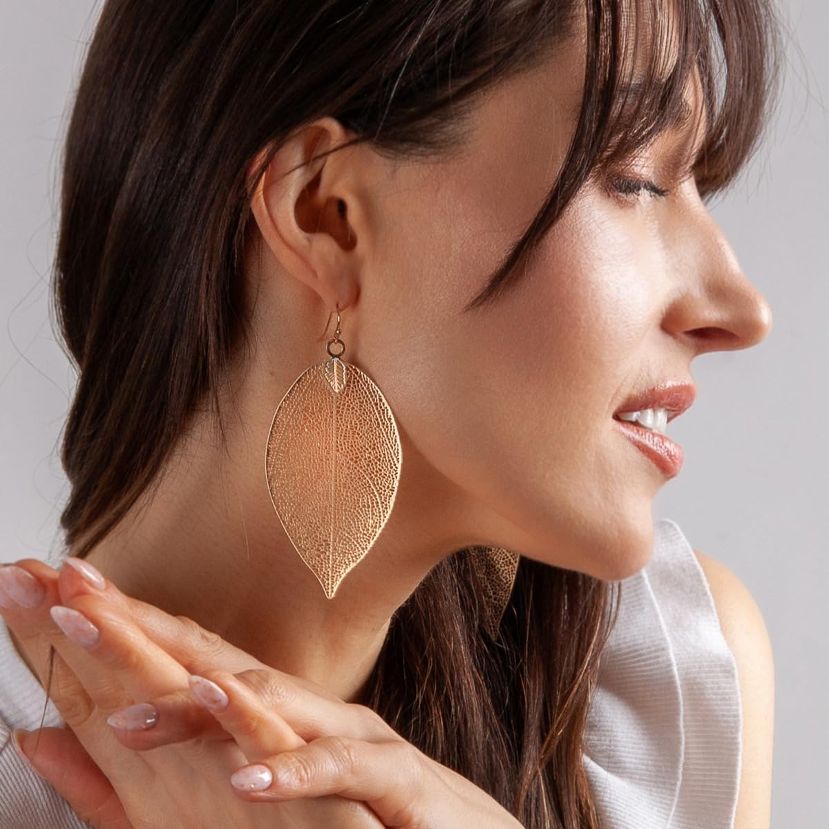 Humble Chic Big Filigree Leaf Earrings for Women - Lightweight Cutout Oversized Drop Dangles - Boho Silver Earrings for Women, Vintage-Style Dangling Drops in Large 3.5" Inch Long, Silver Tone Plated - Image 2