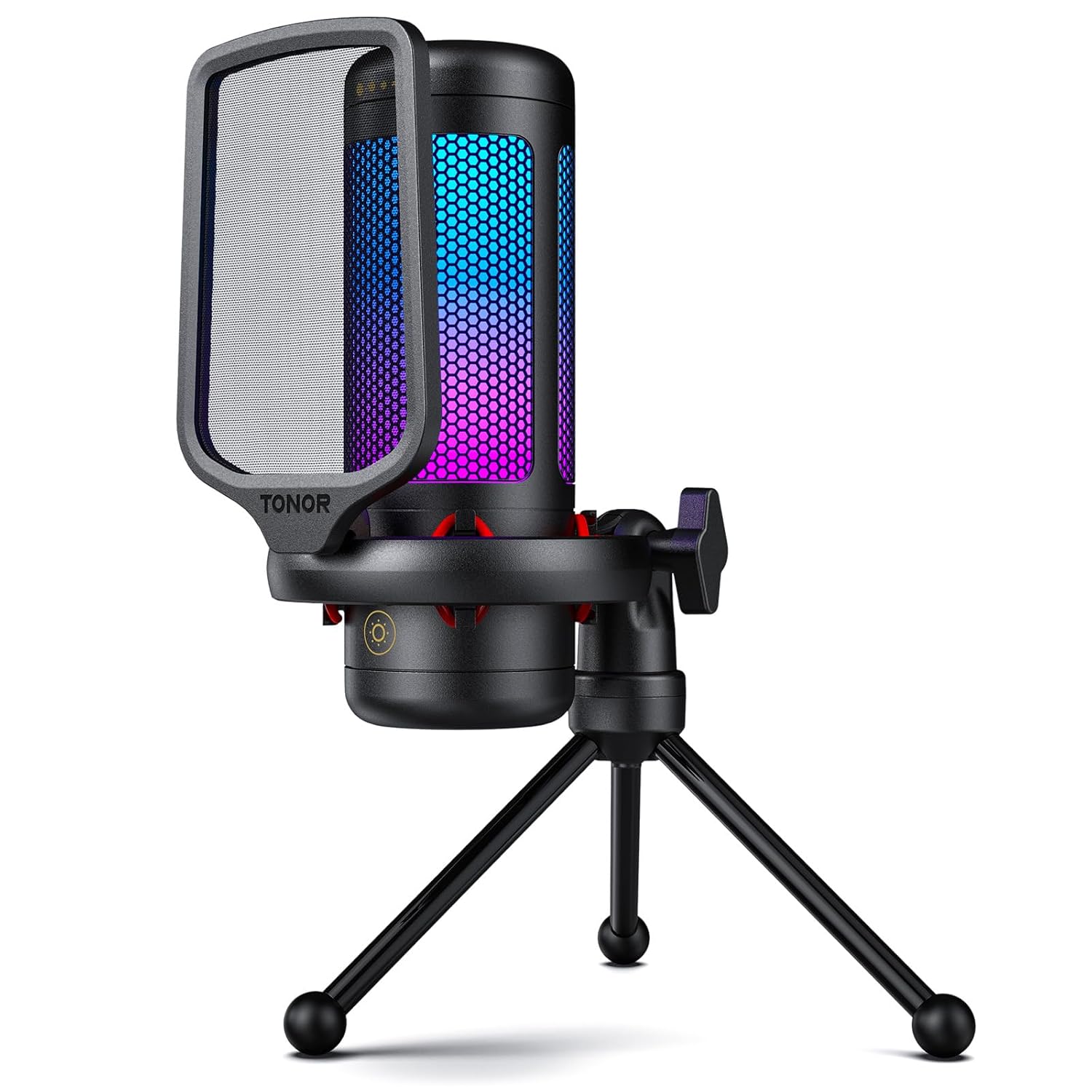 TONOR Gaming Mic, USB Microphone for PC Computer, Cardioid Condenser Mic with Adjustable RGB Modes & Brightness, Quick Mut...