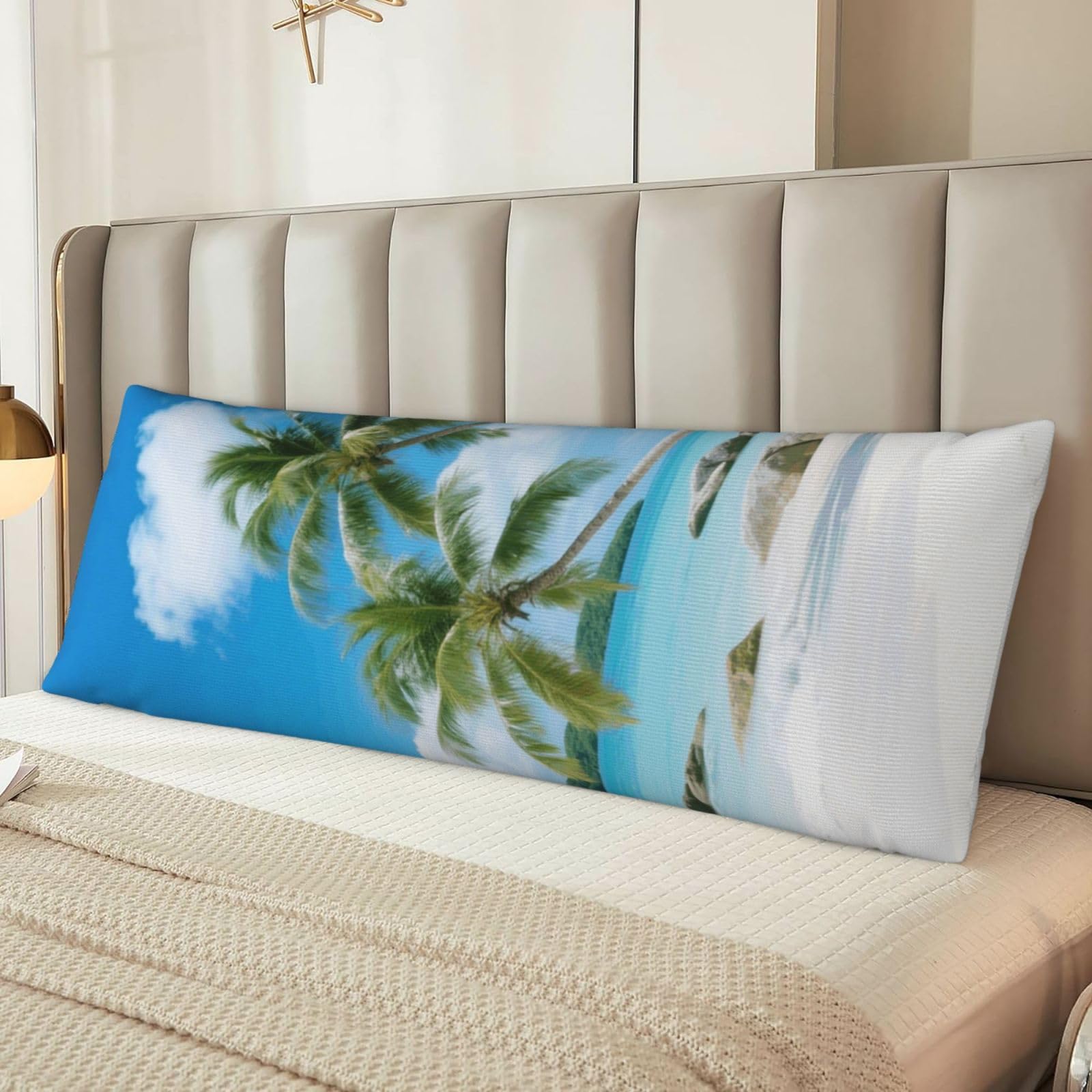 Beach and Coconut Trees Body Pillow Cover with Hidden Zipper 54"X20",Ultra Soft Microfiber Long Pillow Case Decorative Bedding Pillowcase Cushion Cover Cases for Bedroom Couch Sofa,Home Gifts