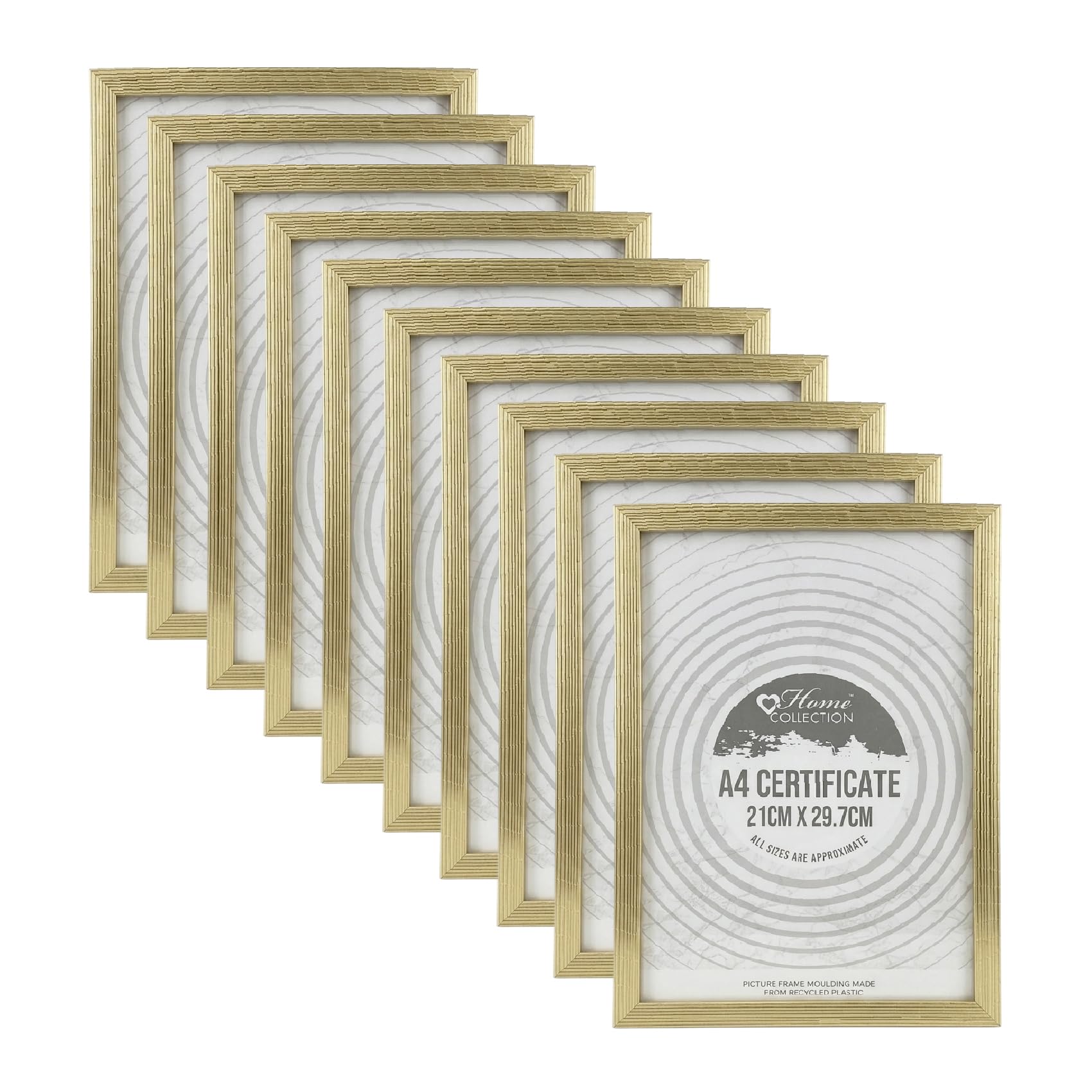 Set of 10 - A4 Picture Photo Frame Glass Front Certificate Frame 21 x 29.7CM Wall Mountable or Tabletop Portrait Landscape Frame Picture Display Home Office Classic Wall Decor (Gold)
