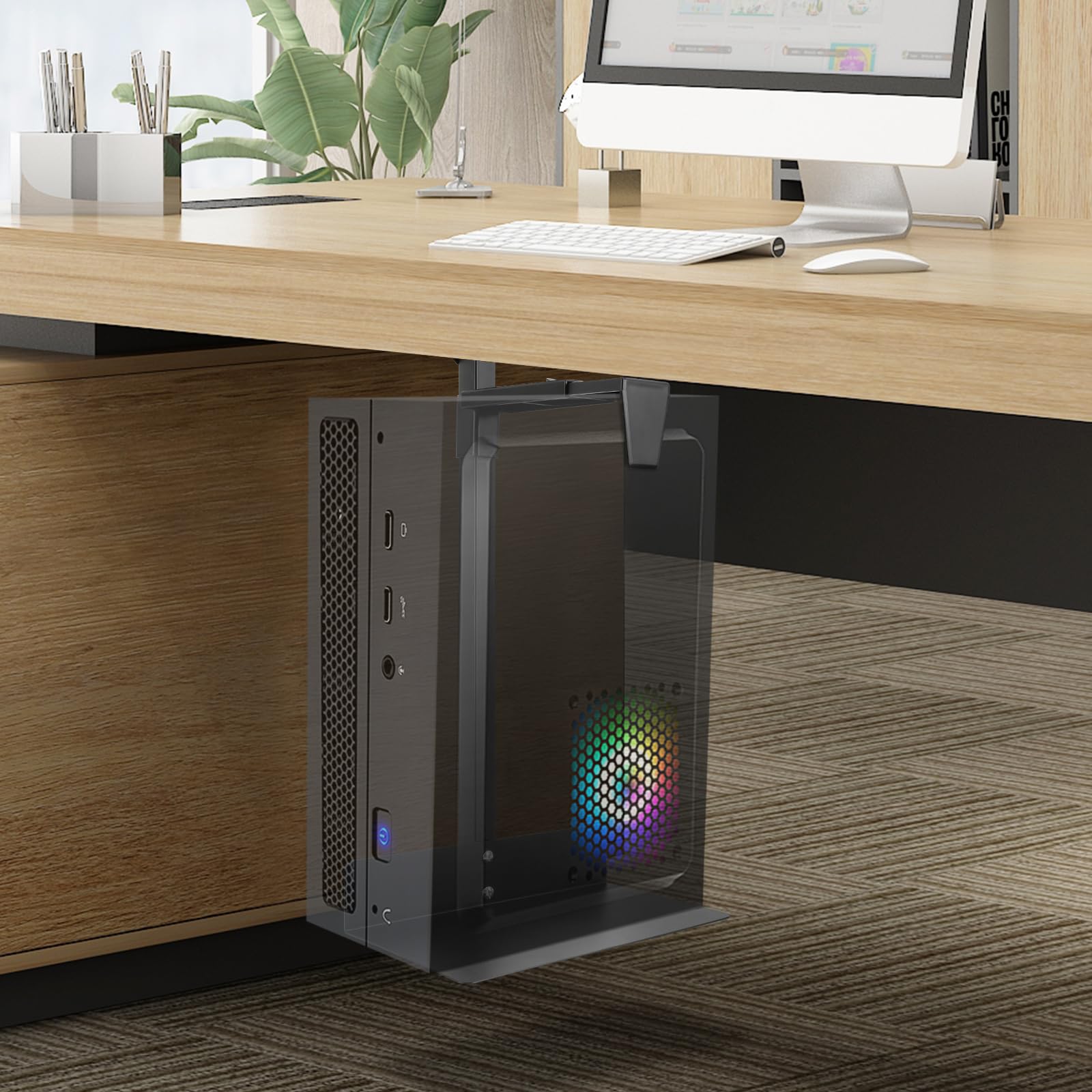 Supporto Regolabile Per CPU Sotto Scrivania – Mobile Con Ruote, Fino A 10 Kg, Nero