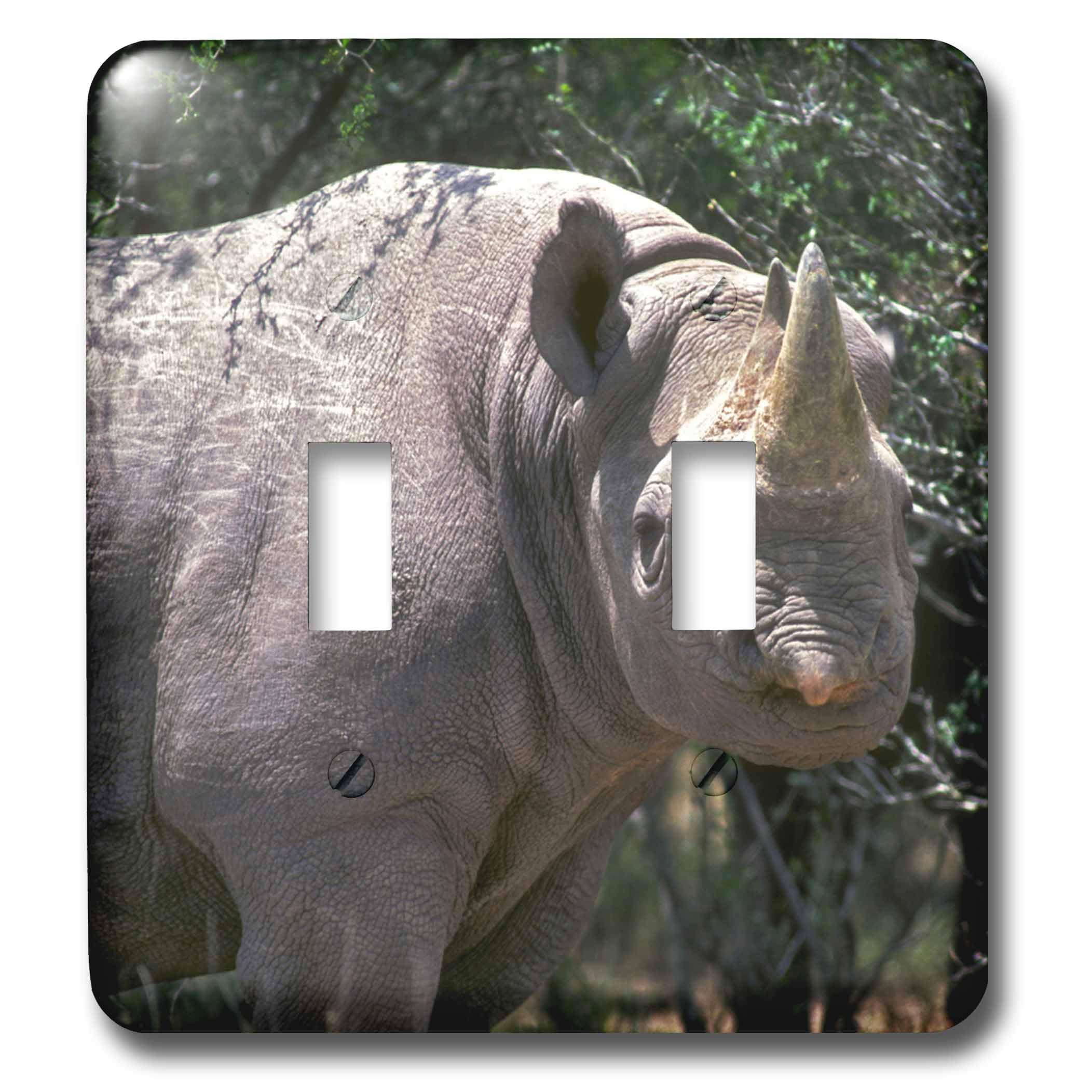 Interrupteur double rhinocéros noir 3dRose lsp_84073_2 décoratif