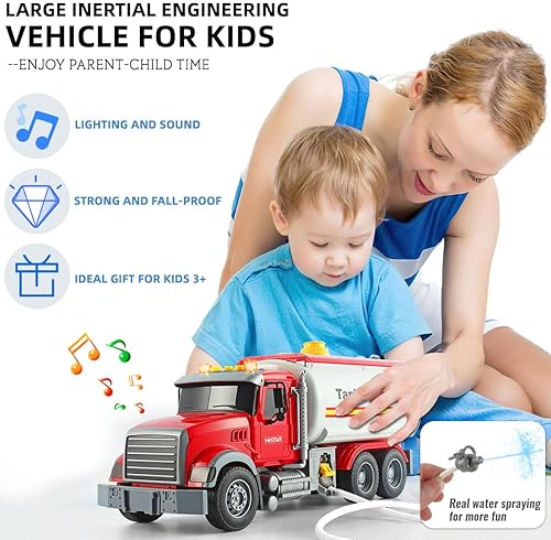 Miniatura 3 de Camión cisterna de rescate de lucha contra incendios para niños, almacenamiento de agua, función de pulverización de agua, luces y sonidos, regalo