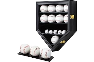 Baseball Wall Mount Display Case for Autograph Ball Collection with Lockable Door