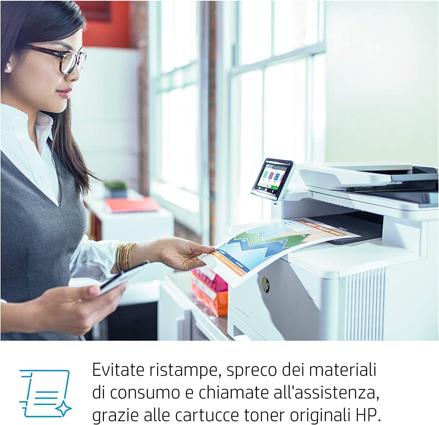 HP Color LaserJet Pro MFP M479fdn W1A79A, Stampante Multifunzione A4, Stampa Fronte e Retro Automatica a colori, 27 ppm. Copia, Scansiona, Fax, Ethernet, USB Host, ADF, HP Smart, Bianca