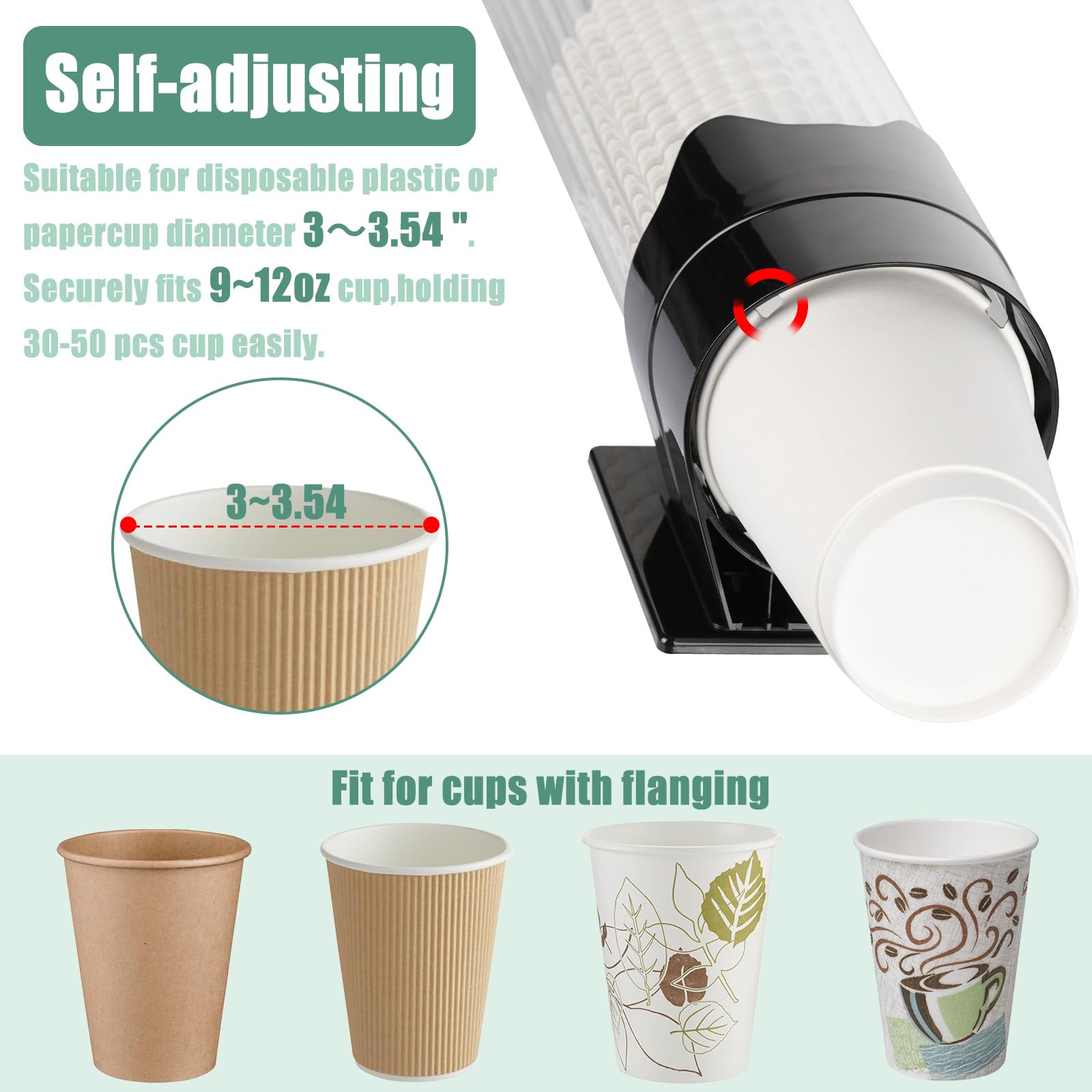 MYITYARD Dispenser per tazze, portabicchieri a strappo, montaggio a parete, per raffreddamento dell'acqua, adatto per bicchieri di carta e plastica usa e getta da 200 ml a 350 ml, per casa, ufficio