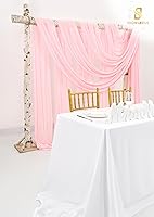 Vista 5 de Tela para envolver arco de boda, 4 paneles de 28 x 20 pies, cortinas de arco de boda rosa para ceremonia, cortinas de tela de gasa para cenador