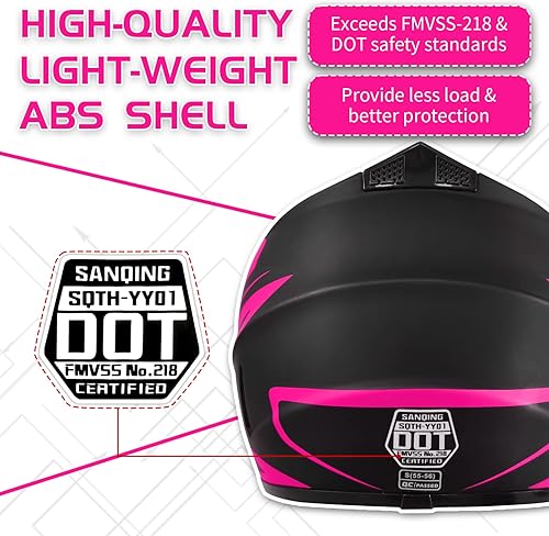 Miniatura 4 de Casco de motocross para adultos jóvenes, motocross, anticolisión, de cara completa, aprobado por DOT, BMX, descenso, todoterreno, casco de bicicleta