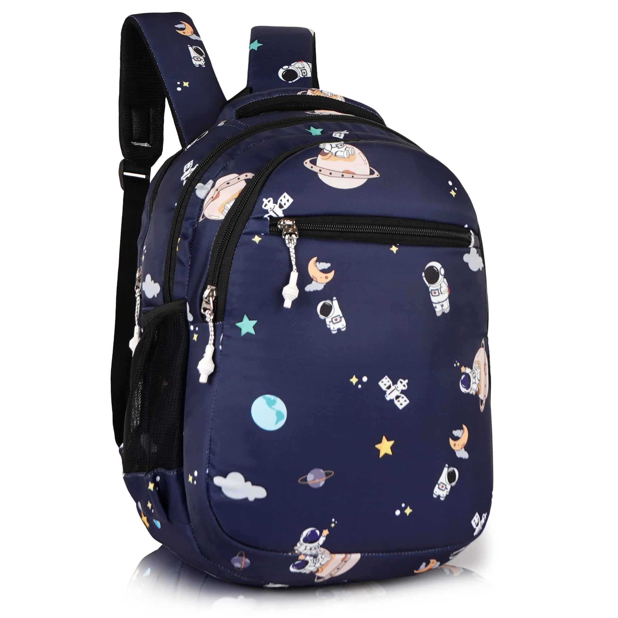 half moon Kids School Bag | 25L Space-Dino-Rocket Themed Backpack for Boys & Girls | Pre Nursery to Class 2 | Ideal for School, Travel & Picnic (2-8 Years)-picture-41