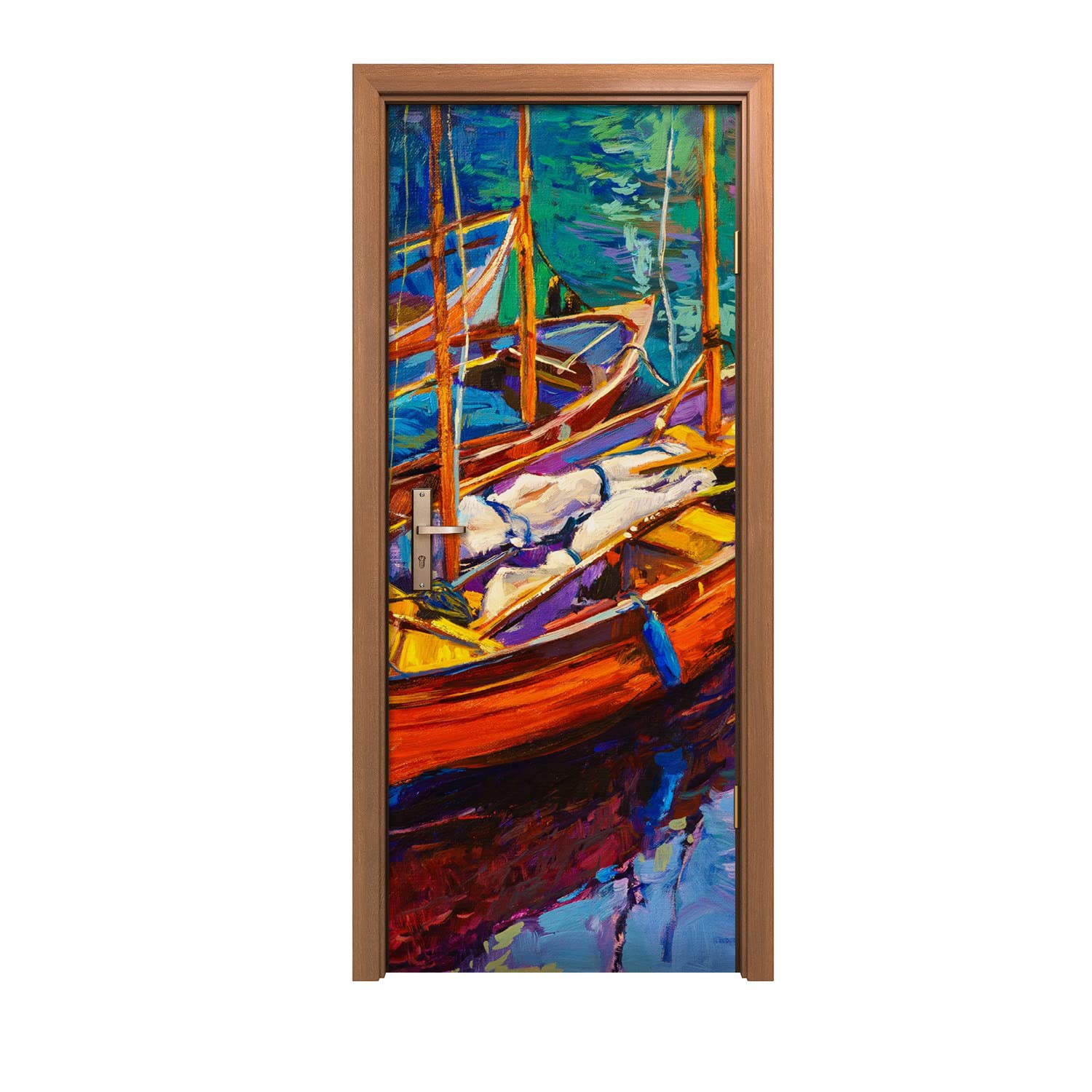Autocollant de porte eau de mer du lac 90x200 cm sticker mural trompe l'oeil design