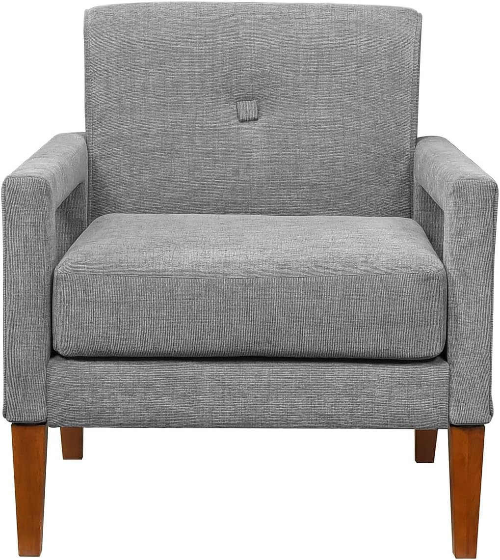 Modern Living Room Chair,Gray Chenille Upholstery Pocket Coils Solid Wood Legs Iin Walnut Finish Furniture 1pc Armchair