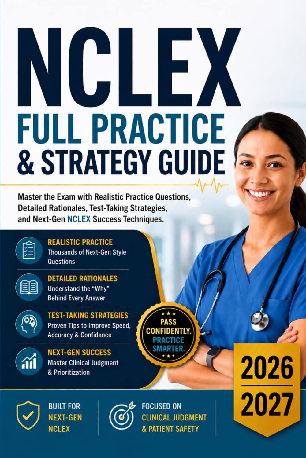 NCLEX Full Practice & Strategy Guide 2026–2027 Master the Exam with Realistic Practice Questions, Detailed Rationales, Test-Taking Strategies, and Next-Gen NCLEX Success Techniques