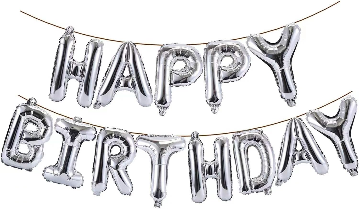 Happy Birthday Balloon Banner Party 16 Inch 3D Aluminum