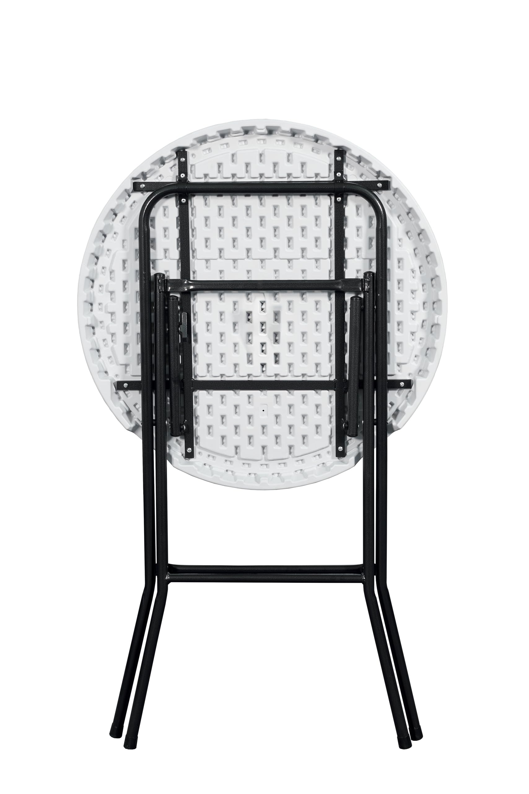 METRO Professional Tavolo da esterno pieghevole, acciaio/polietilene, resistente alle intemperie, bianco/nero (Ø 80 x 110 cm)