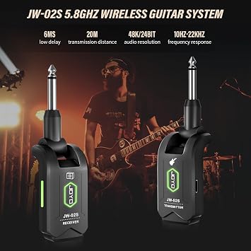 JOYO Wireless in Ear Monitor System 2.4G Wireless IEM System (JW-07) Bundles with JOYO 5.8GHz Wireless Guitar System (JW-02S)