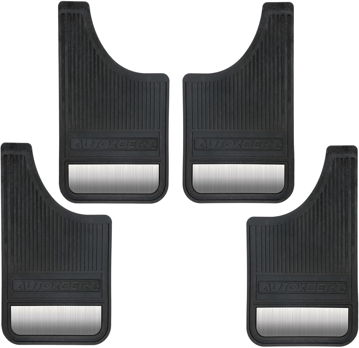 AUTOXBERT 4 PCS Universal Heavy Duty Mud Flaps Car Dirty Fender All Weather Flexible Mudguards Front Rear Splash Guards with Stainless Steel Plates