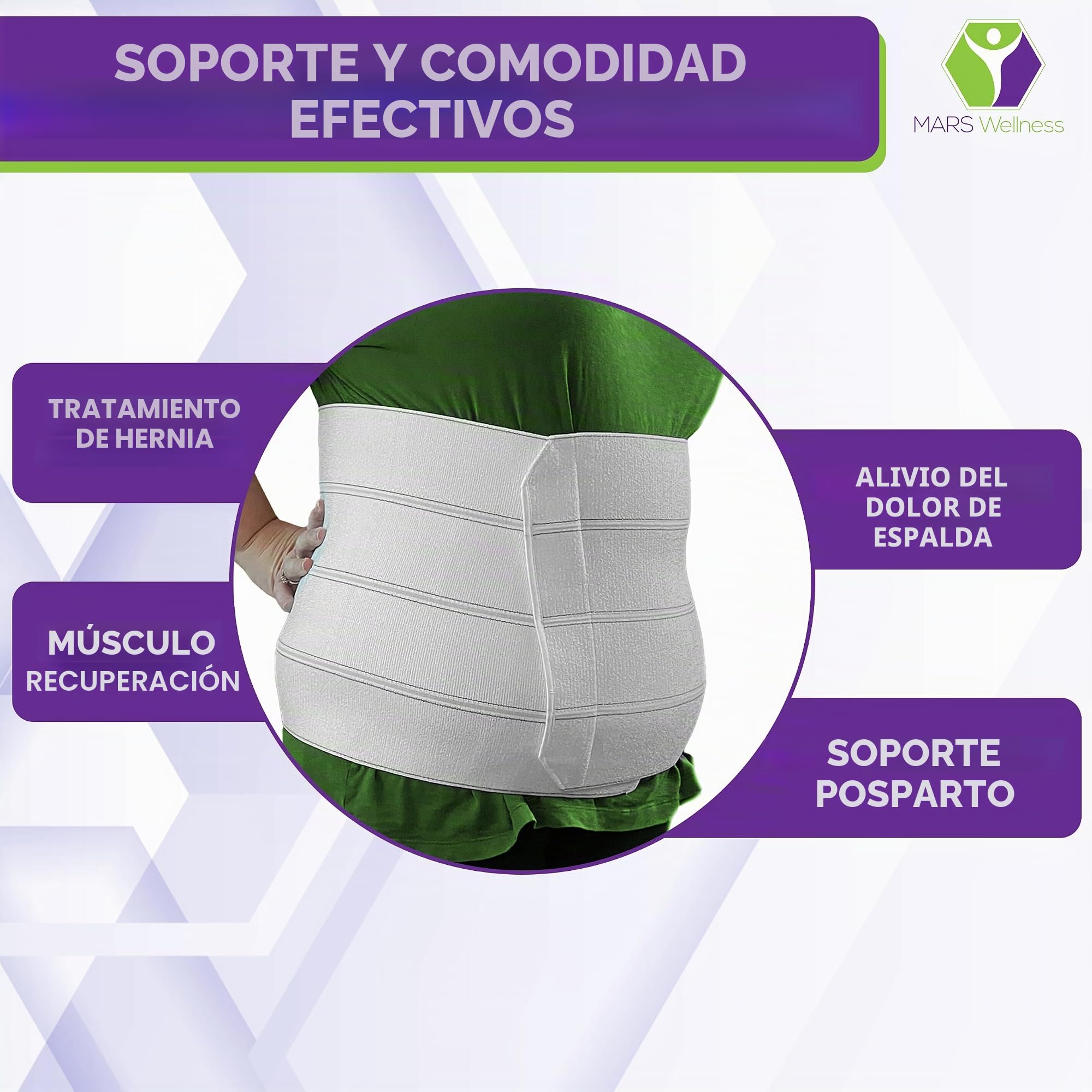 MARS WELLNESS Faja abdominal bariátrica de tamaño grande de 12 pulgadas, 4 secciones/panel, faja bariátrica para hombres o mujeres, se adapta a tamaños de cintura de 55 a 72 pulgadas