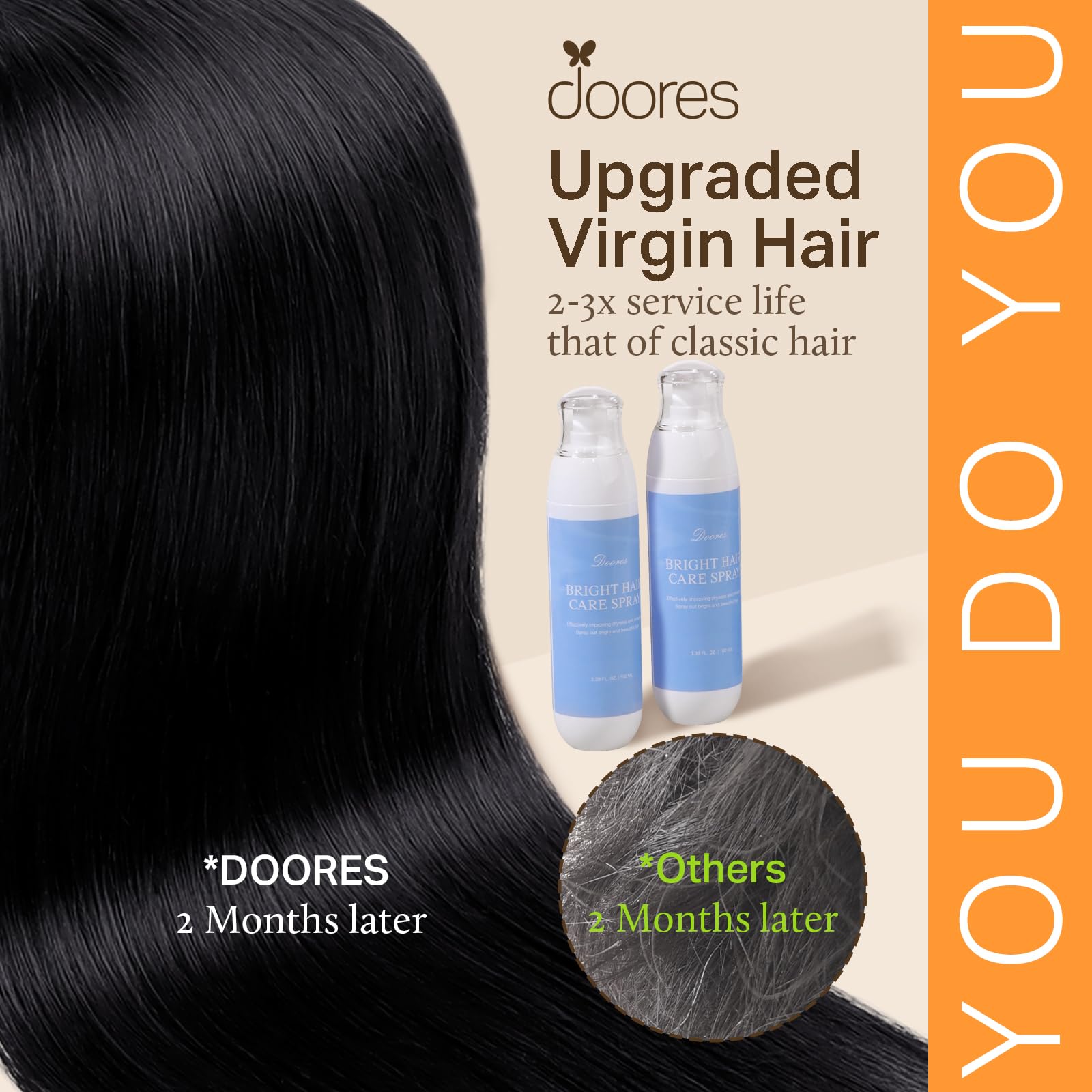 DOORES Nano Hair Extensions Real Human Hair, Jet Black 14 Inch 50g 100s, Cold Fusion Nano Beads Hair Extensions Lightweight - Image 4
