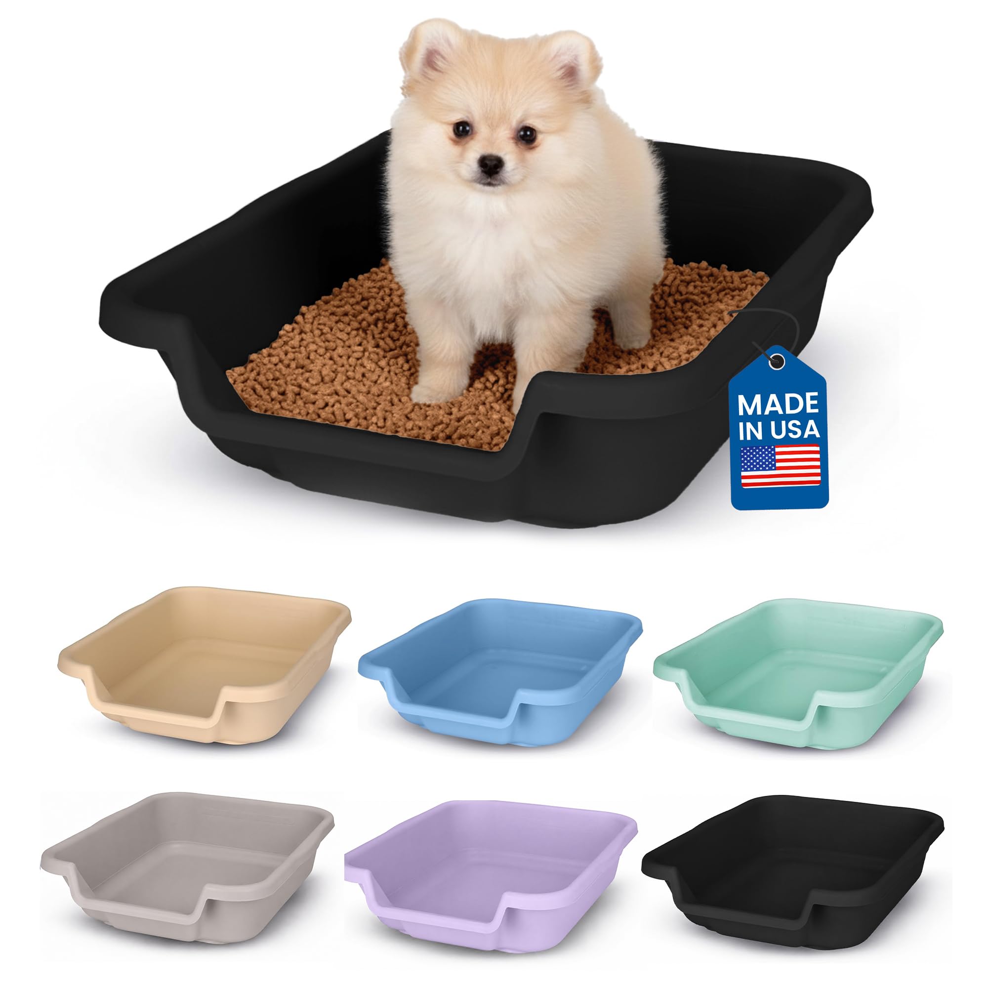 Bac à litière pour chien noir 51x38cm pour chiot et petit chien de moins de 3kg