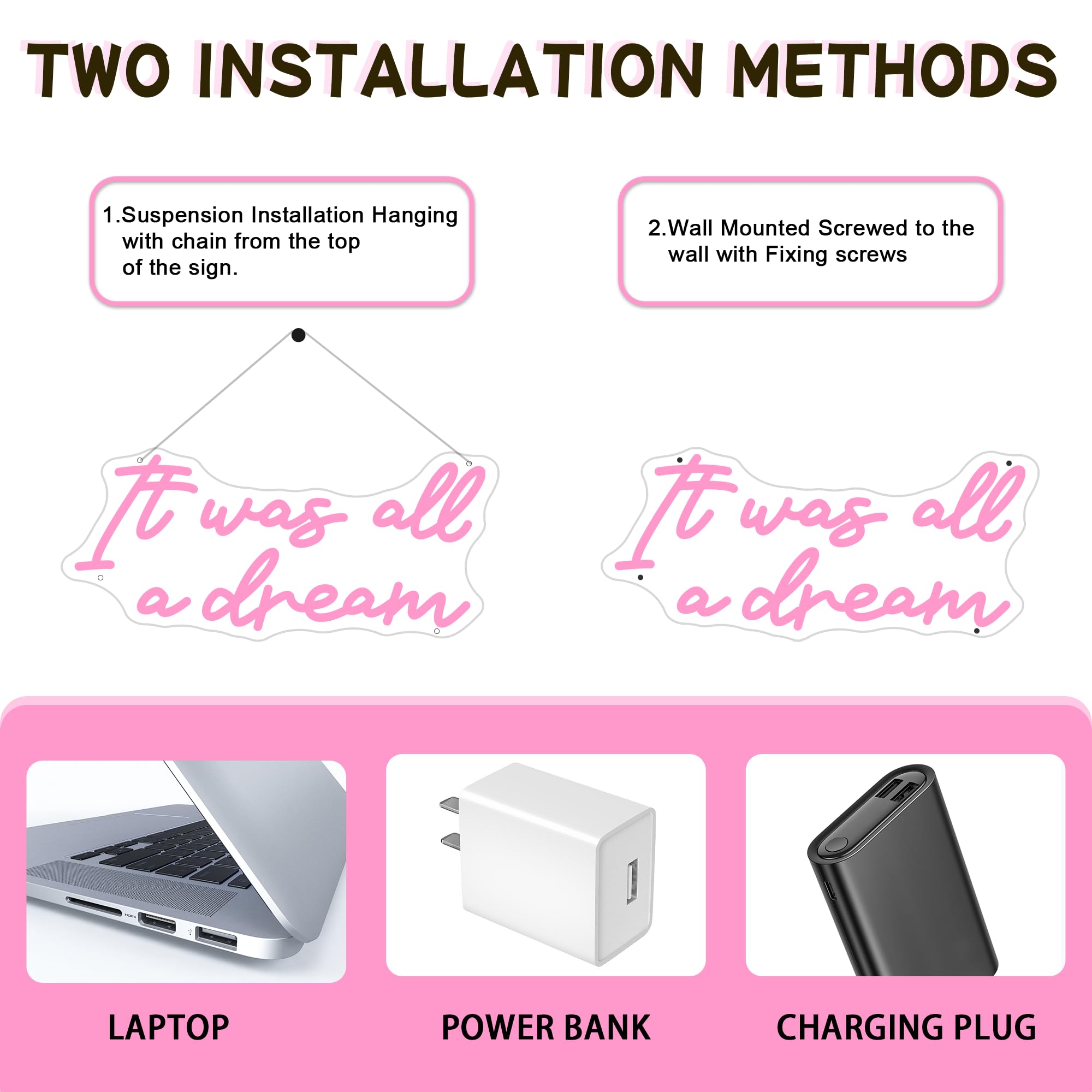 It Was All A Dream, luci al neon alimentate tramite USB, decorazione da parete, decorazione da parete a LED, per compleanni, matrimoni, feste, camera da letto, soggiorno, bar, Natale, soggiorno