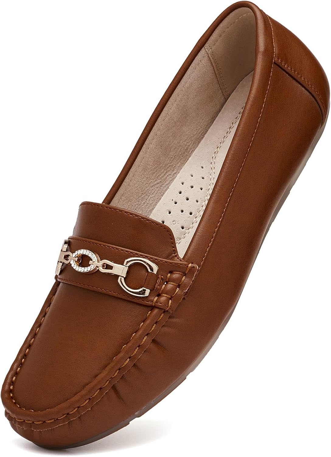 Women's Business Loafers Work Casual Flats Shoes Lightweight Penny PU Leather Slip On Walking Shoes