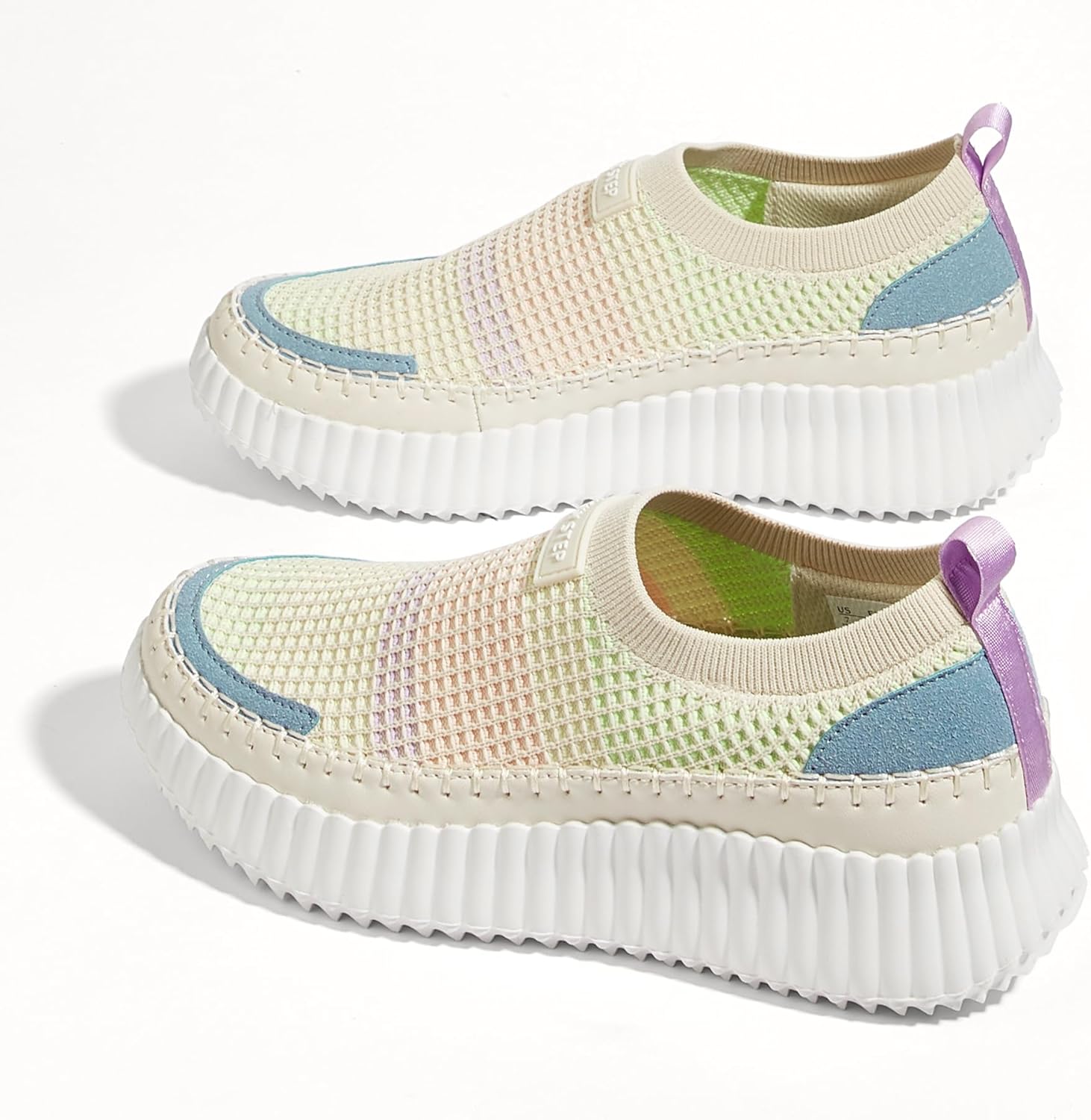 LUCKY STEP Platform Sneakers for Women Slip on Knit Chunky Fashion Casual Retro Braided Tennis Lightweight Walking Shoes - Image 6