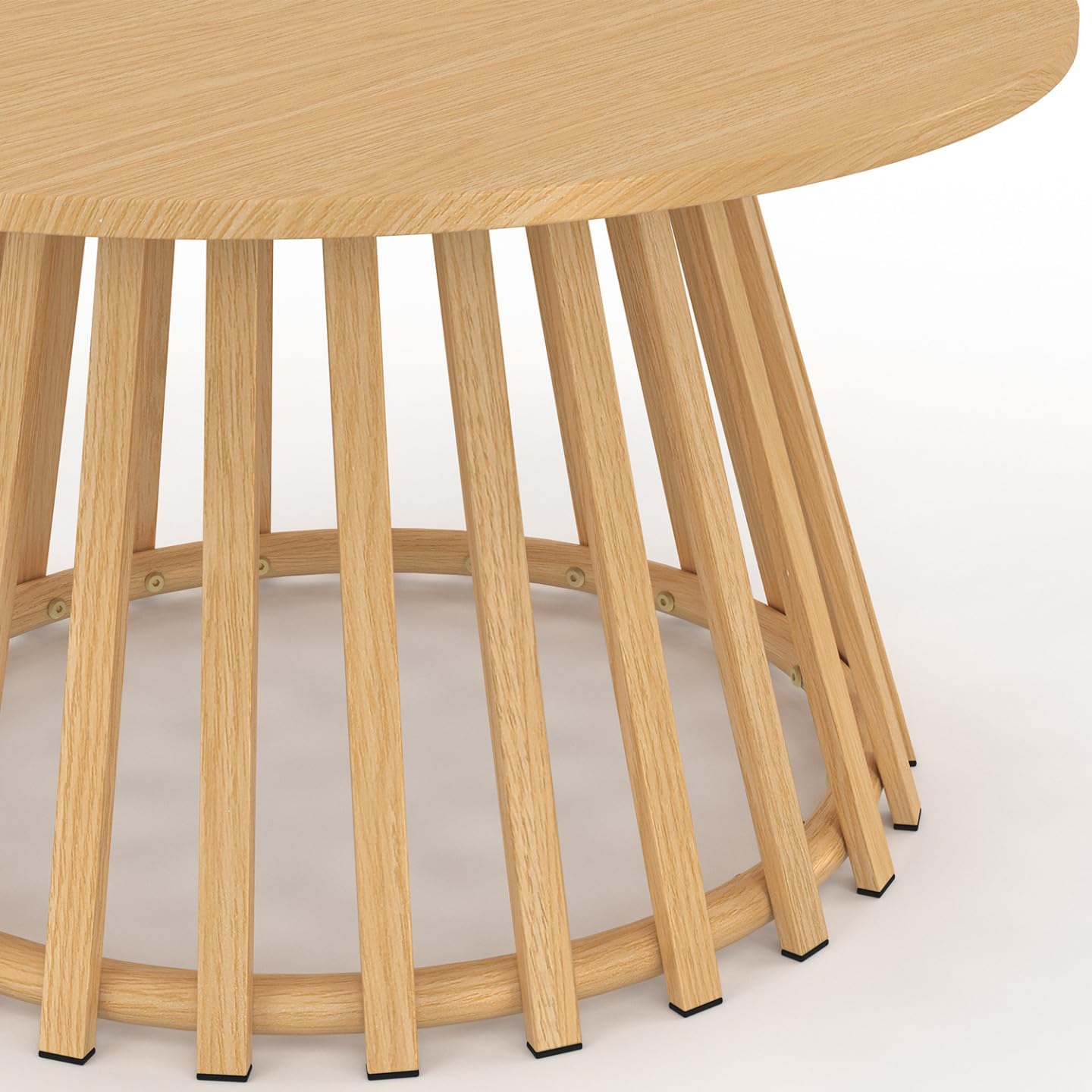 Table Basse de Jardin Ronde 70 cm SOLAL Pied Lattes Métal Effet Bois