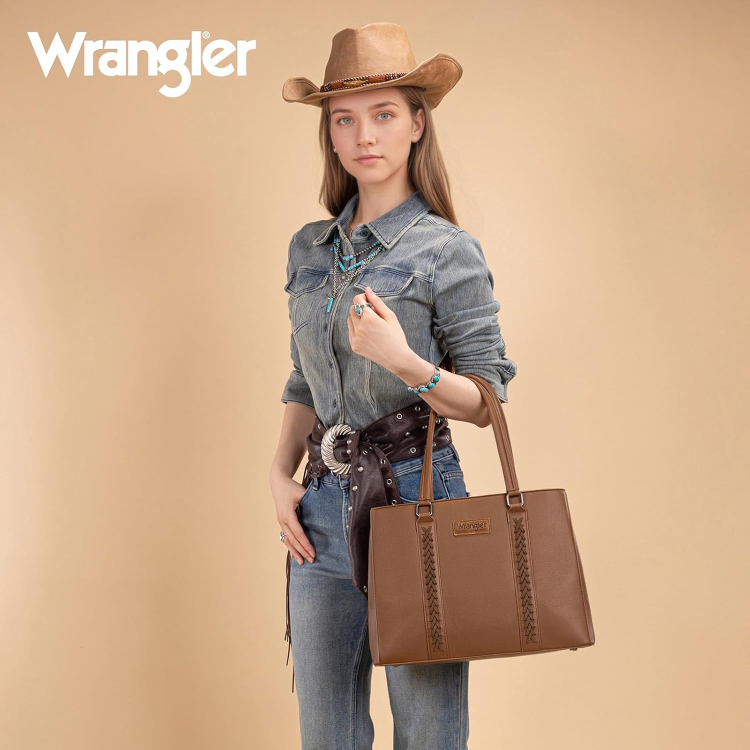 Montana West Wrangler Tote Bag for Women, Double Compartment Purse,Whipstitch Handbag fit for 13.5" Laptop - Image 2