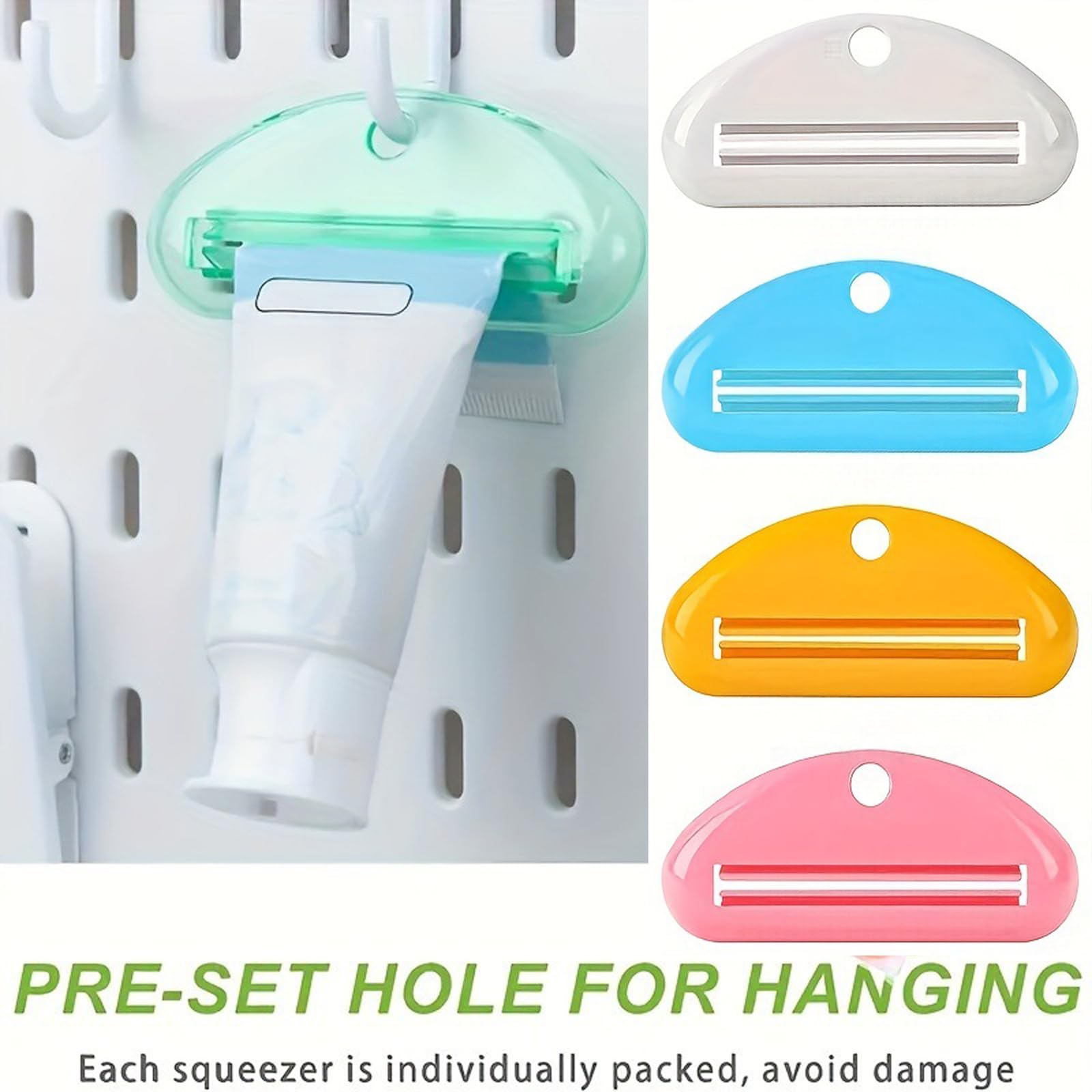 Lot de 4 presse-tubes de dentifrice, pinces à dentifrice, pinces à dentifrice, presse-tube multifonctionnel, pour dentifrice, nettoyant pour le visage, crème pour les mains, cosmétiques