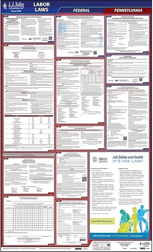 Miniatura 2 de Póster de la ley laboral federal y de Pensilvania 2023 (inglés, estado de PA) - Póster laminado todo en uno que cumple con OSHA