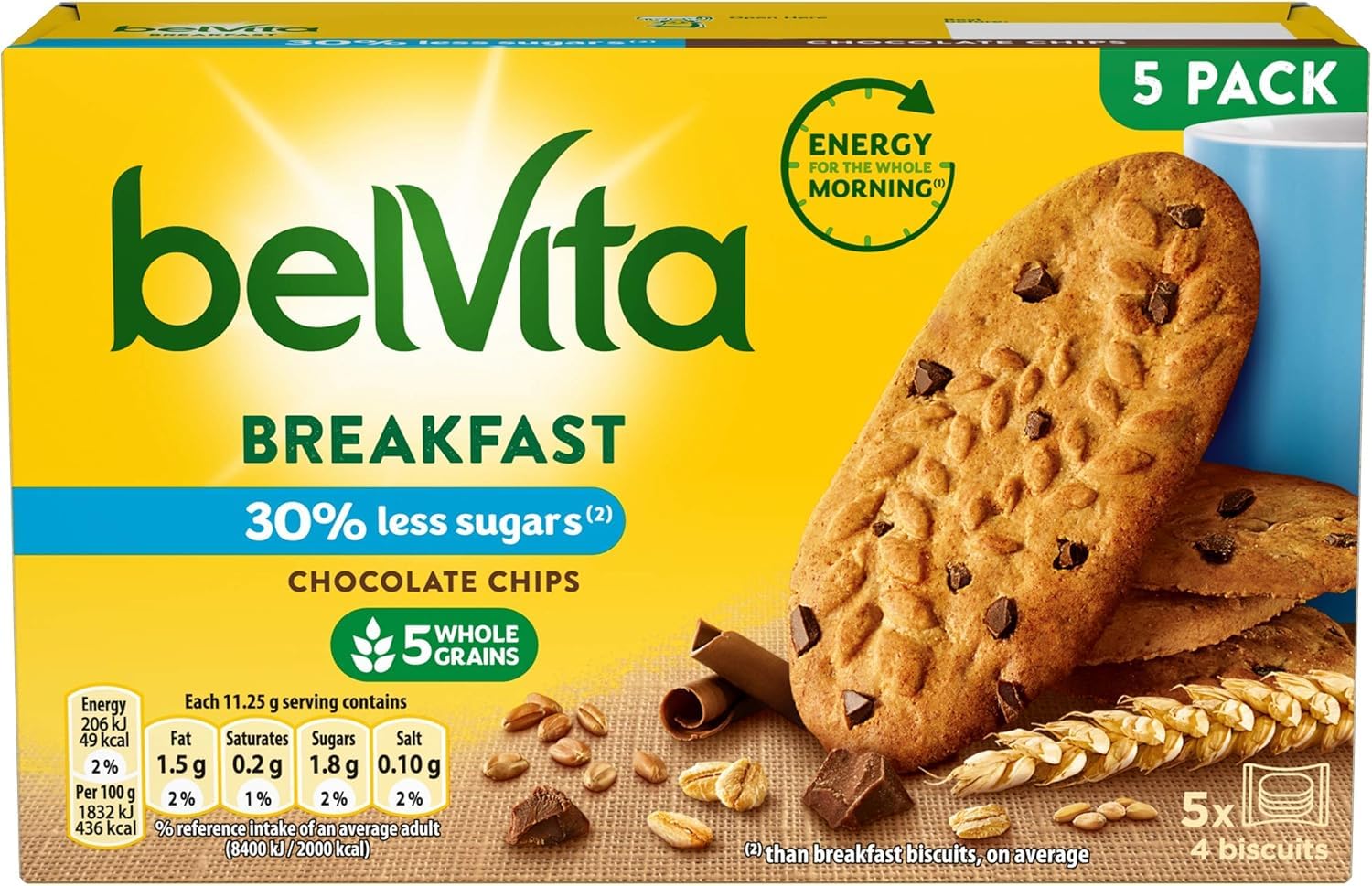 BelvitaBreakfast Biscuits Low Sugar Chocolate Chips, 225g