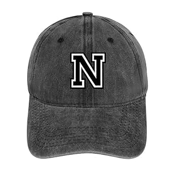 Vintage Washed Cotton Baseball Cap Letter N Monogram