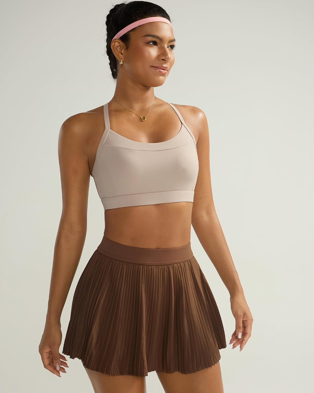RUNNING GIRL Sports Bra for Women,Y Back Molded Cup Medium Impact Sports Bras with Sewn in Pads