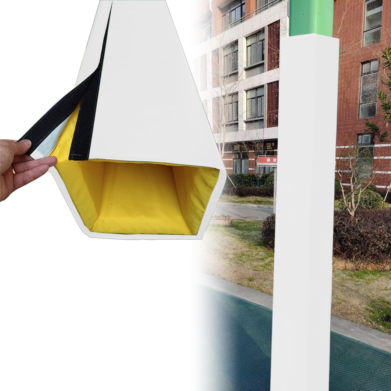 EXCLURA 6 feet Tall Column Cover Square Pole Protector, Basketball Pole Padding for Impact Absorption, All Weather Garage Pillar Mat Wrap Around(White,14x14/36x36cm)