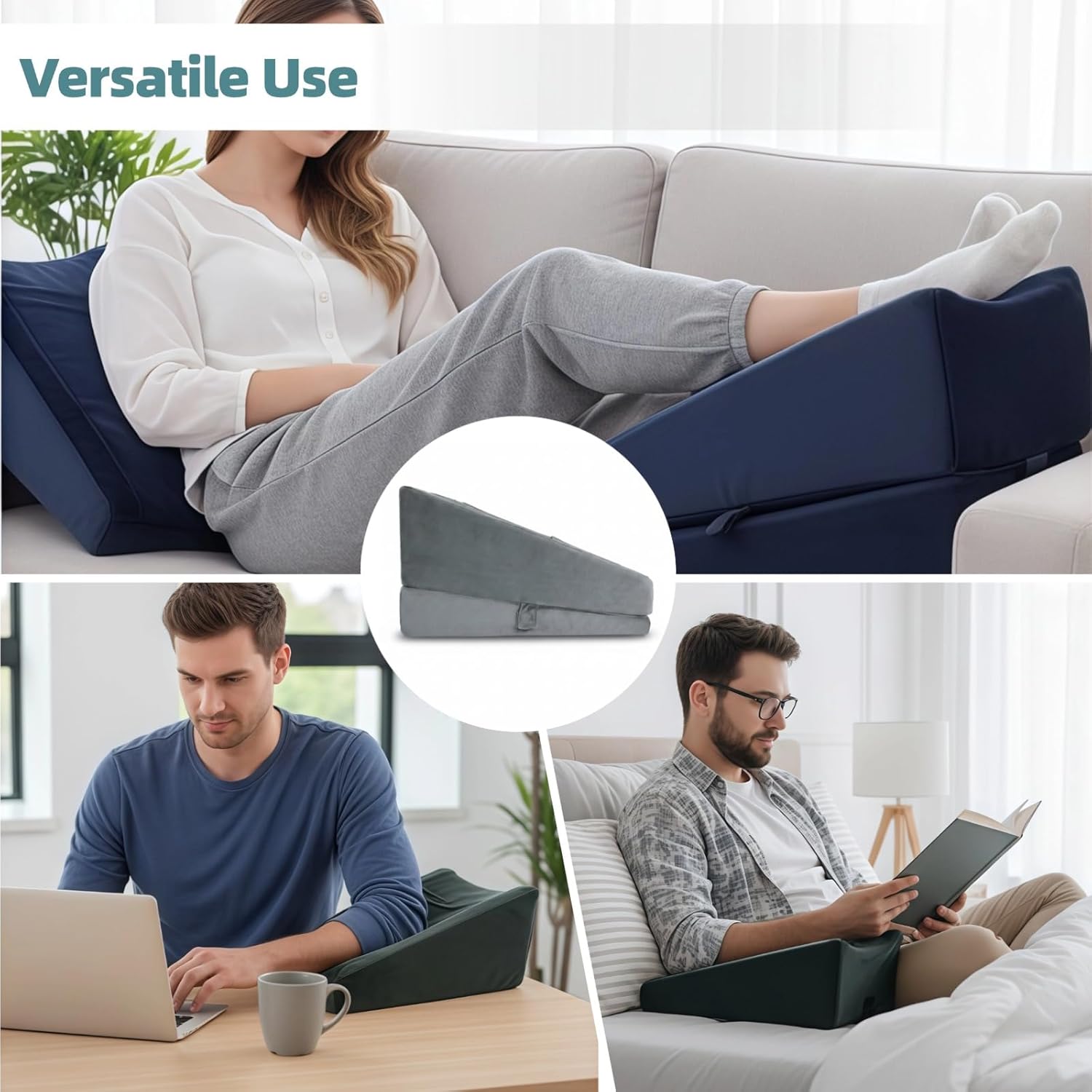 Adjustable Arm Elevation Pillow Support, 2-in-1 Ergonomic Wedge Bolster with U-Shaped Groove, Post Surgery Support Recovery Boost Pillow for Arm, Hand, Leg, Elbow, 15.7 x 9 x 3 in