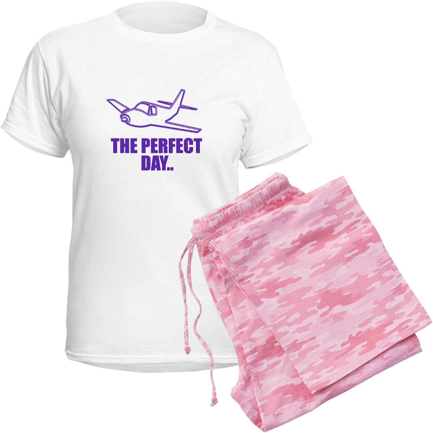 CafePress Purple Airplane Pajamas Women's Novelty Cotton Pajama Set, Comfortable PJ Sleepwear