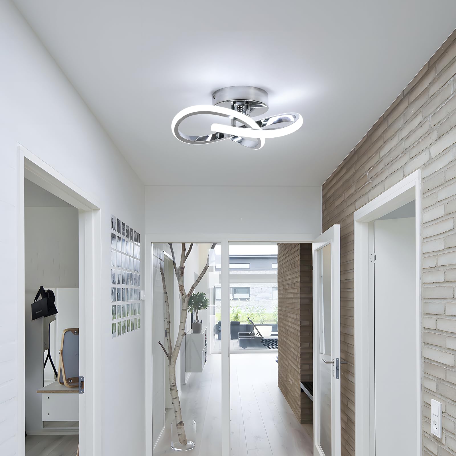 Comely LED Plafoniera Moderna, 22W Plafoniera a Fiore, Lampada da Soffitto Alluminio Argento per Soggiorno Camera da letto Corridoio Cucina, bianco 6500K