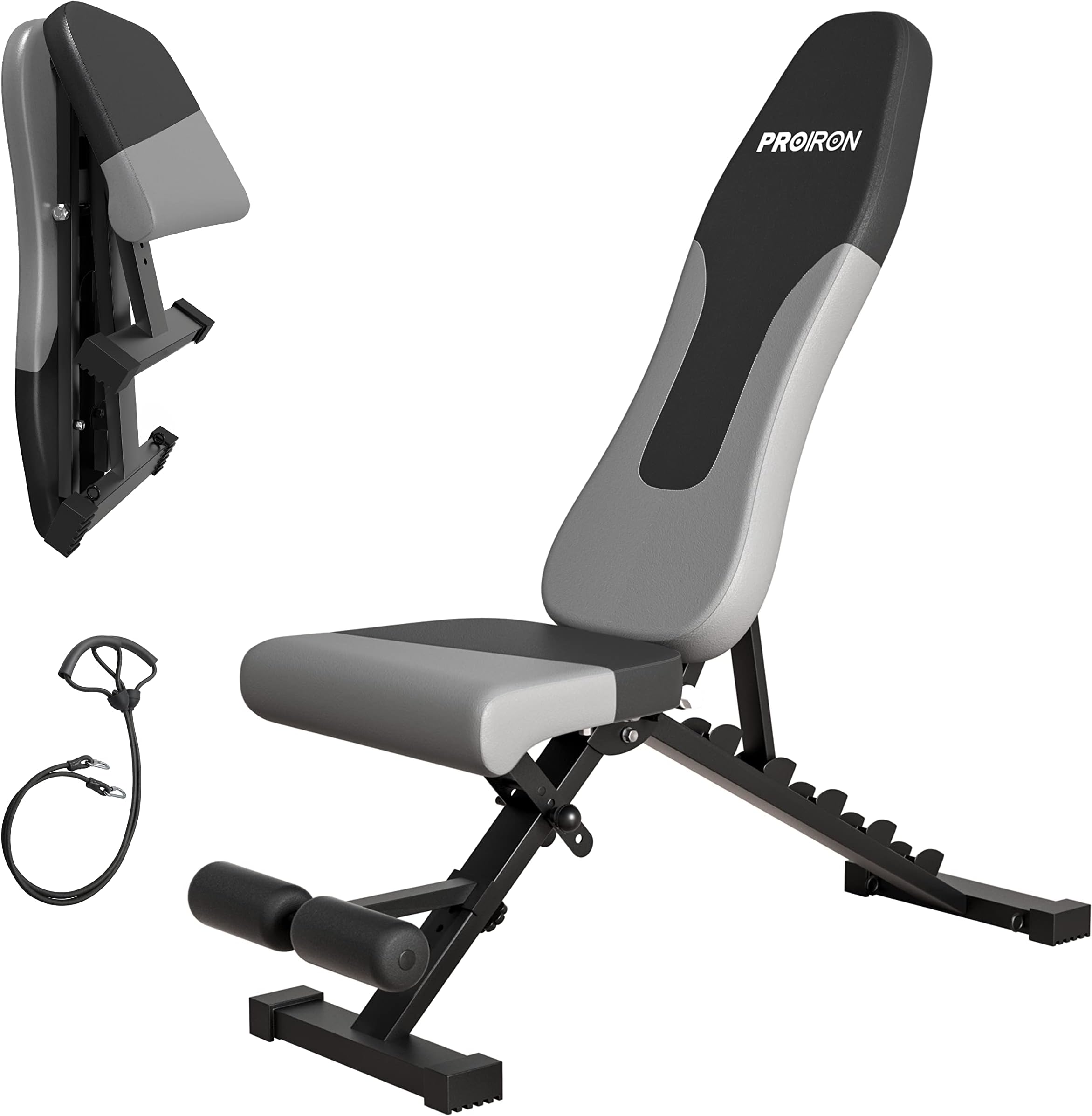 PROIRON Folding Weight Bench-Adjustable Gym Bench-Foldable Fitness Workout Bench-Sit up Bench-Flat Incline Decline Multiuse Exercise Bench for Home Training Gym