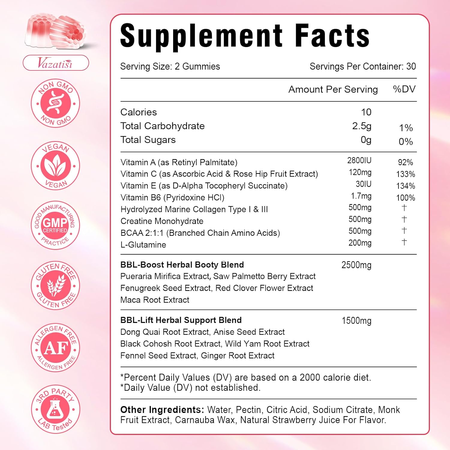 BBL Booty Gummies for Women – Sculpt, Lift & Firm Glutes – Creatine Monohydrate, Vitamins & Herbal BBL Blend - Boost Curves, Energy & Workout Recovery – Vegan, Non-GMO, 60 Cts - Image 5