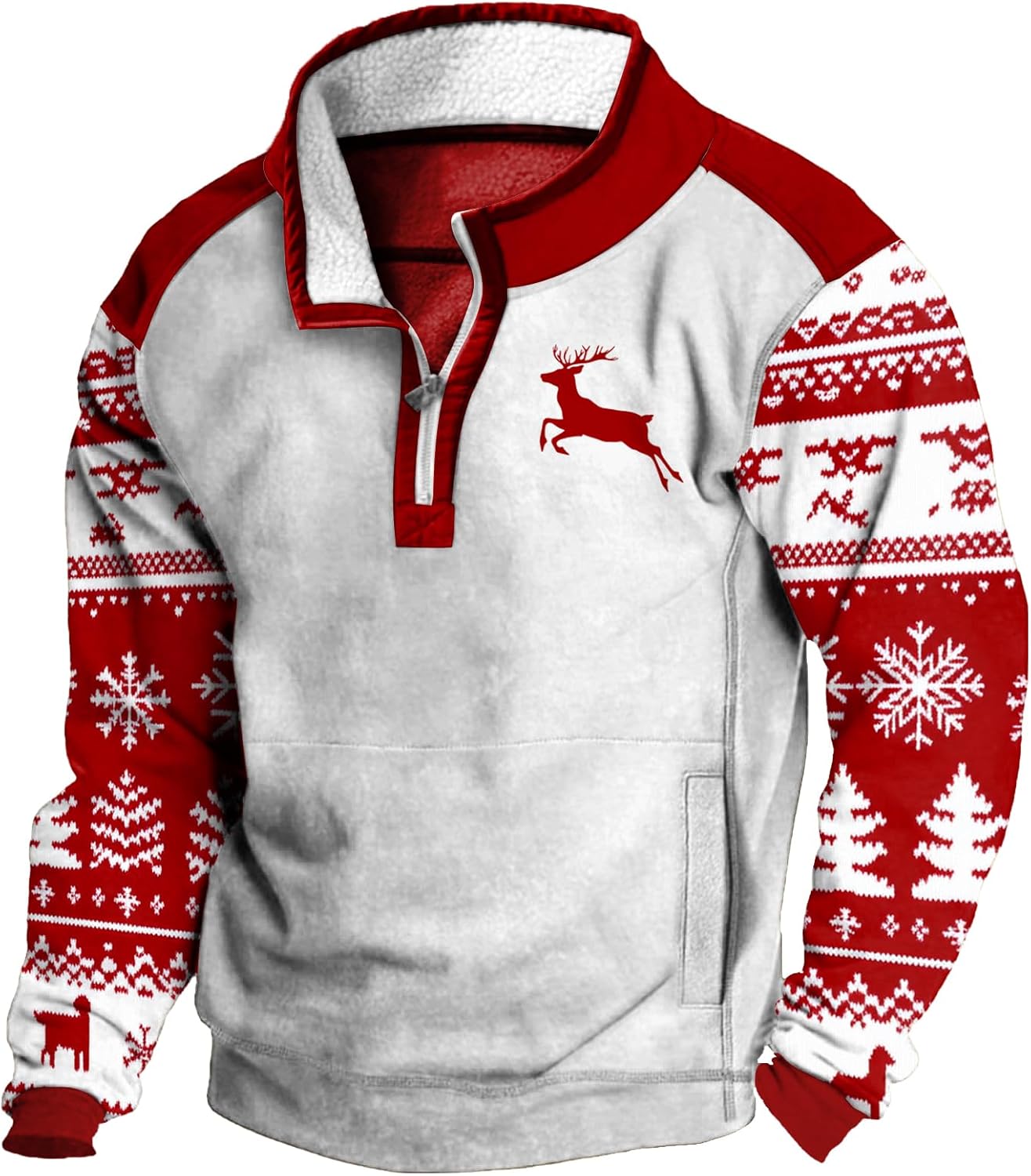 MARSVOVO Mens Aztec Cowboy Hoodies Quarter Zip Fleece Long Sleeve Western Winter Vintage Jacket Oversized Country Y2k