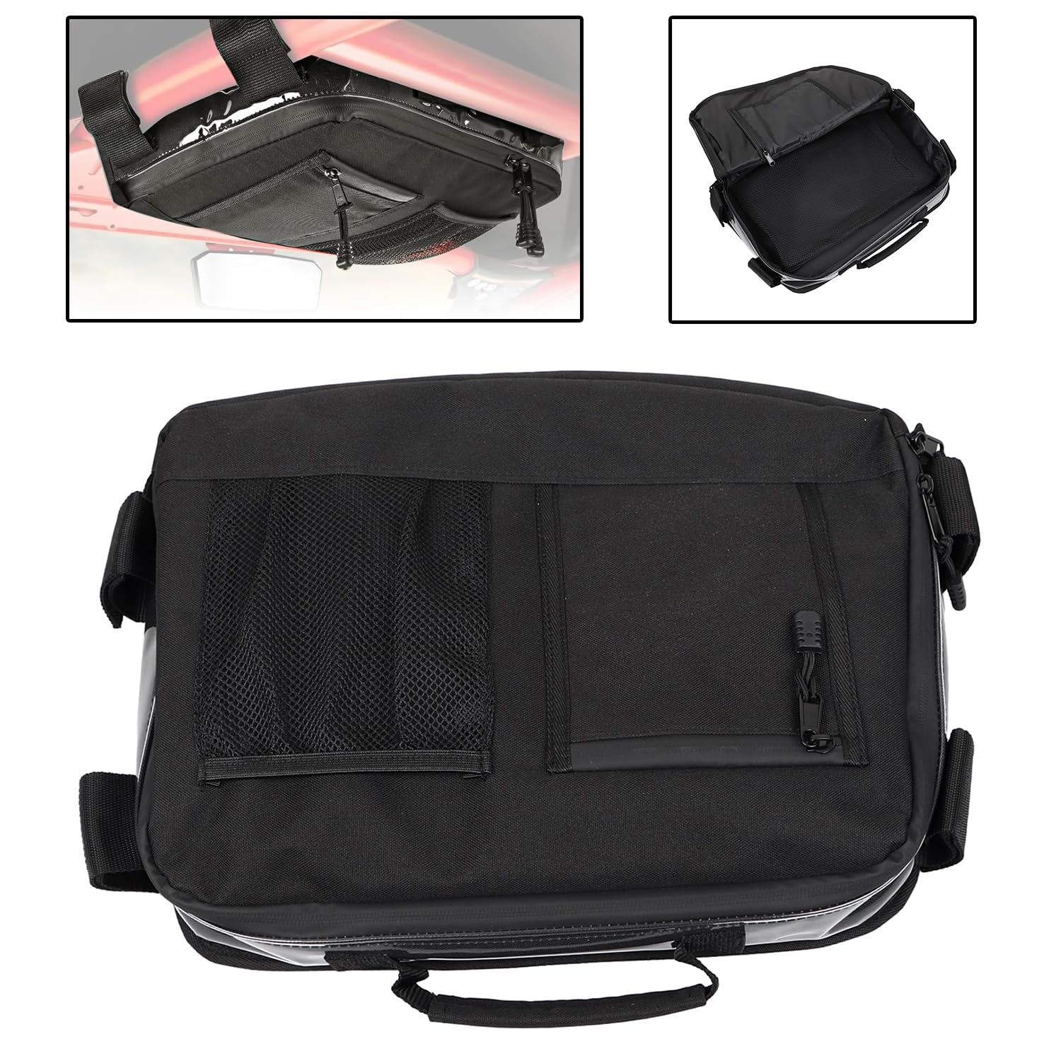 BID4ZE Black Nylon Overhead Roof Storage Bag For Can Am Maverick X3 Turbo 2017-2025 Can Am Maverick X3 X MR Turbo 2018-2025 Can Am Maverick X3 X MR Turbo R 2018-2025