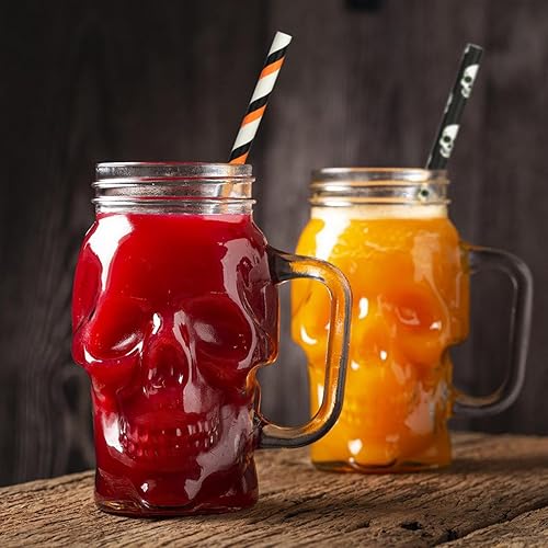 Miniatura 4 de ALINK 100 popotes de papel de Halloween, 10 estilos de pajitas biodegradables para fiestas con rayas, ondas, puntos, cabeza de calavera, fantasma,