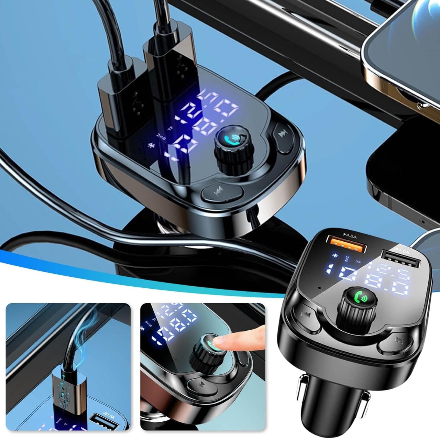 Handsfree Call Car Charger, Wireless FM Radio Transmitter