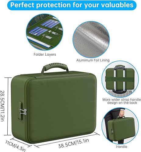 Miniatura 48 de ENGPOW Bolsa de documentos ignífuga de 5200°F con cerradura, caja ignífuga con aislamiento térmico mejorado, organizador de archivos de 8 capas