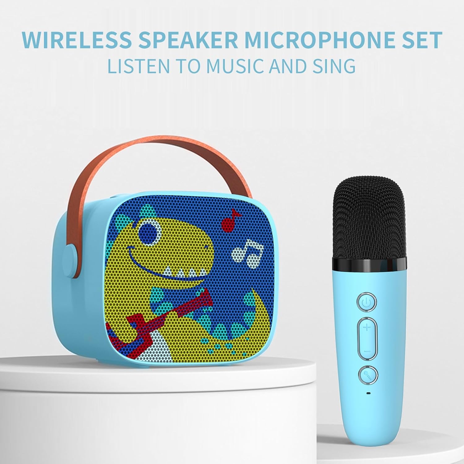 Dinosaur Karaoke Machine for Kids,Portable Bluetooth Speaker with Wireless Microphone,Kids Music Player Toys for Boys,3,4, 5, 6, 7, 8+ Years Old, Teens Birthday (Yellow Dinosaur)
